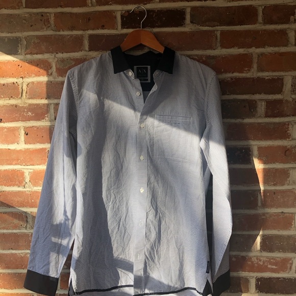 Armani Exchange Other - A/X Armani Exchange Men’s slim fit Navy pinstripe shirt with navy trim.